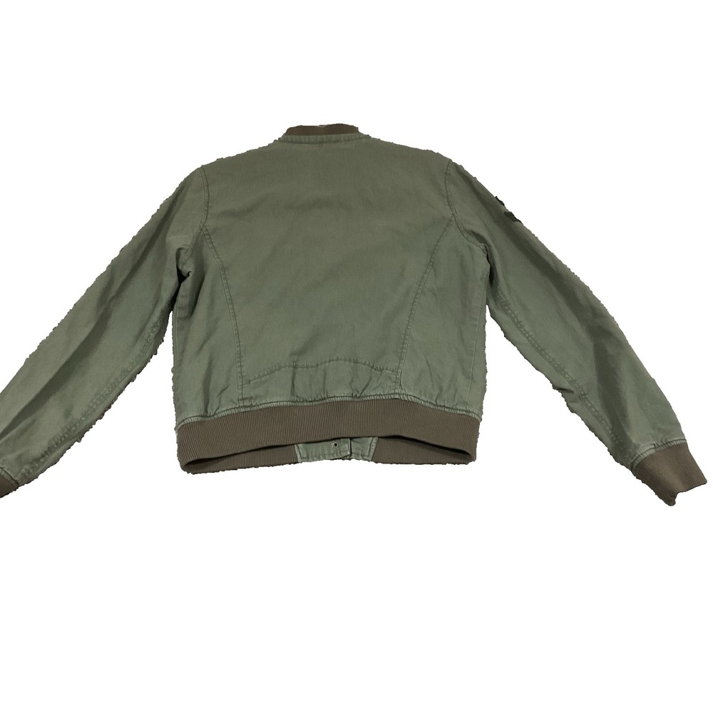 Bethany Mota Aeropostale Jacket‎ XL Army Green Bomber Patches Linen Grunge Y2K - Picture 5 of 10